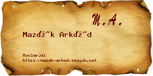 Mazák Arkád névjegykártya